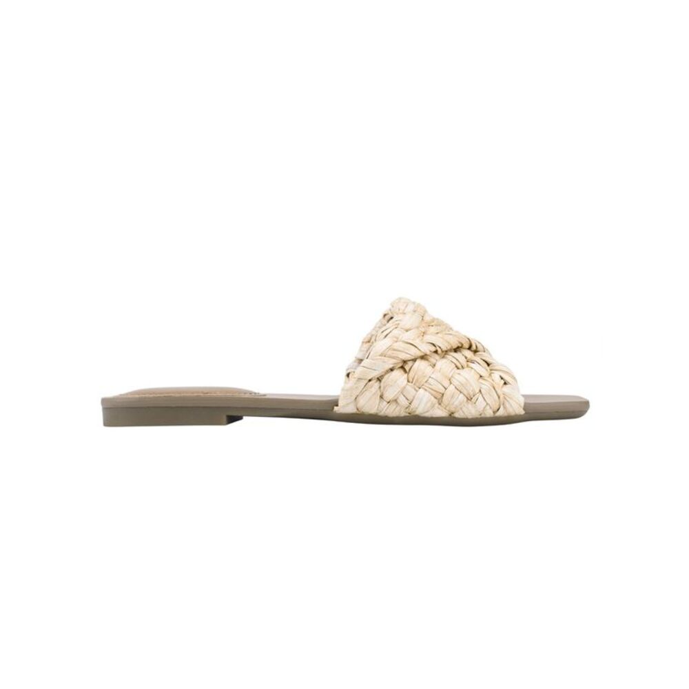 MARC FISHER Womens Beige Woven Moral Square Toe Slip On Slide Sandals Shoes 7 M - Picture 3 of 4